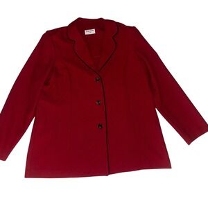Alfred Dunner Red Blazer Jacket Women 18 Button Front Trim